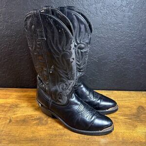 Laredo 12021 Black Leather Western Cowboy Boots Size 8.5 D Men's